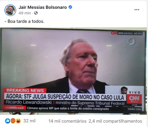 Bolsonaro ironiza julgamento da suspeição de Moro: “Boa tarde a todos”