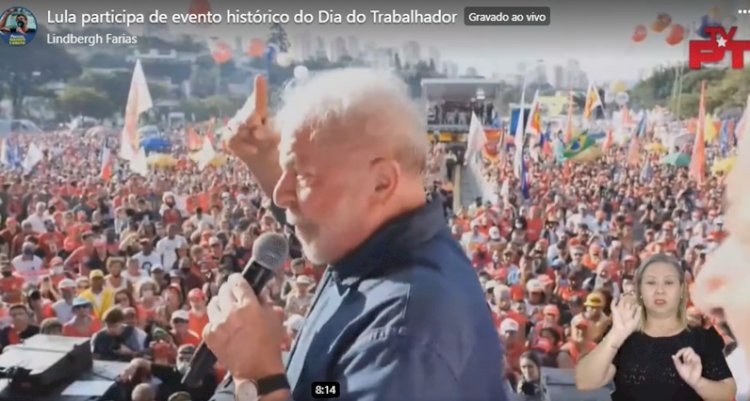 Em 1° de maio, Lula critica Bolsonaro e pede regulação para apps